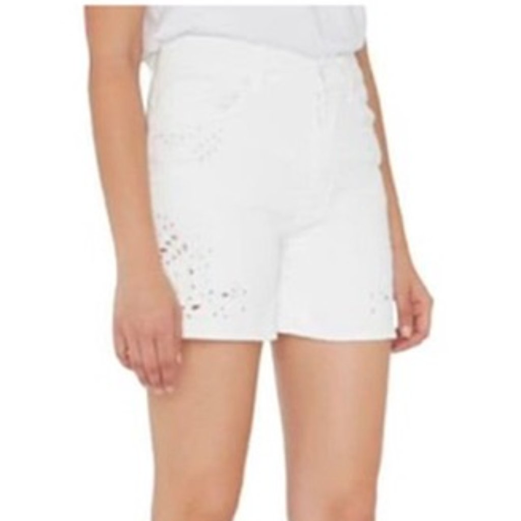 New 7 For All Mankind White Eyelet Denim Jean Shorts Size 26